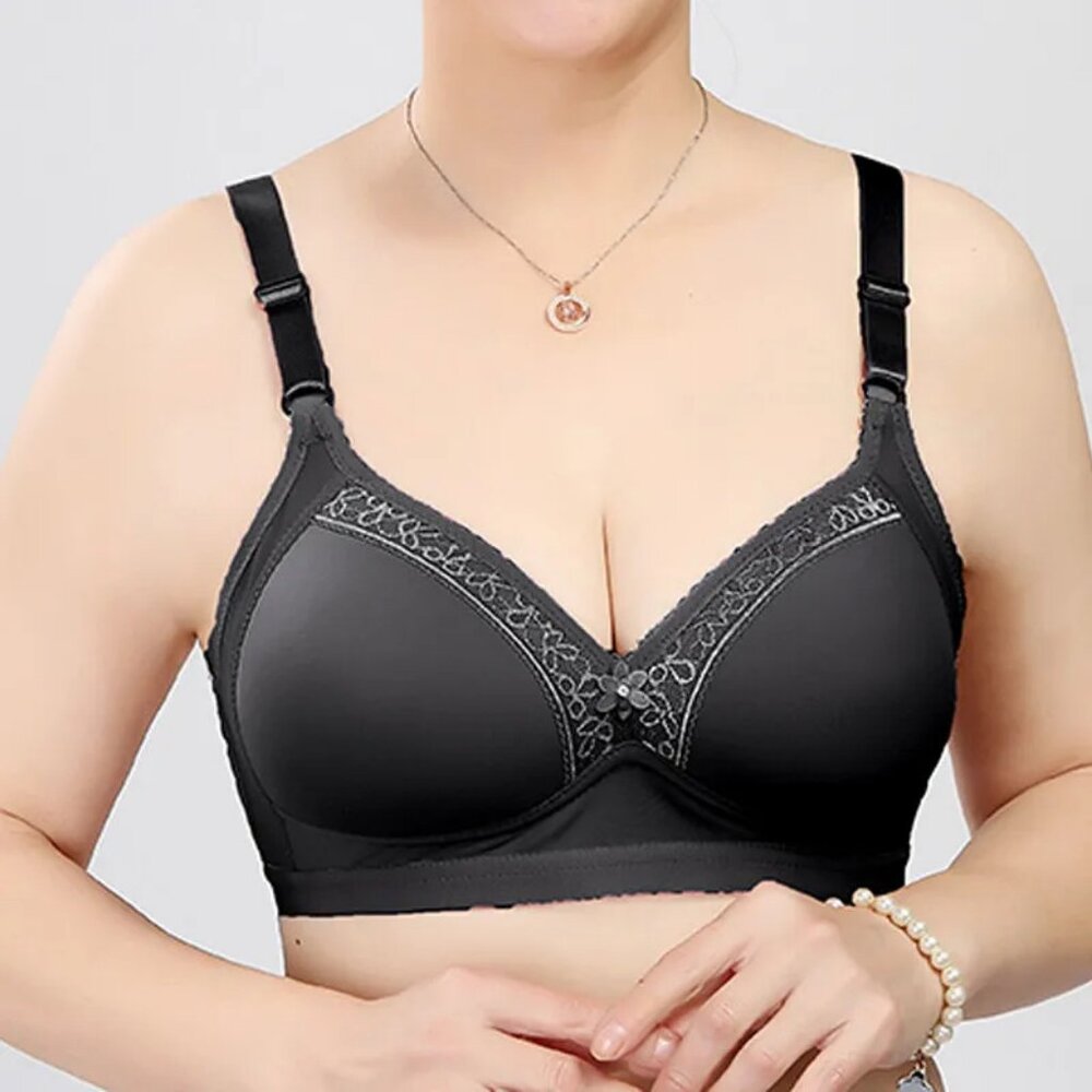Telimussto 44B Push Up Bra Women's Black Sexy Lingerie Non Wired Bralette